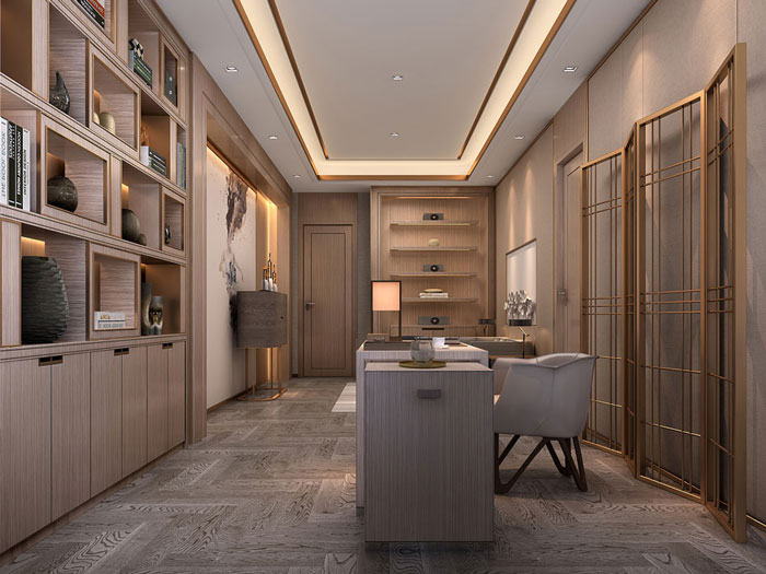 新中式總經(jīng)理辦公室設(shè)計效果圖