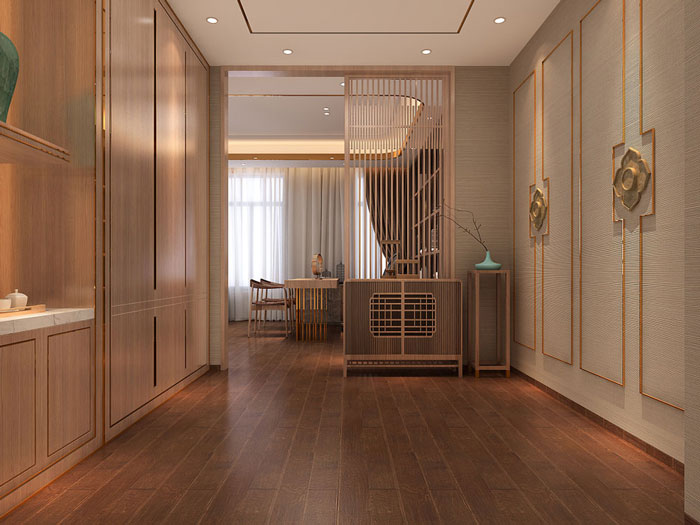 新中式辦公室進門區(qū)設(shè)計效果圖