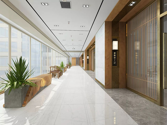 新中式辦公室進(jìn)門區(qū)裝修設(shè)計效果圖