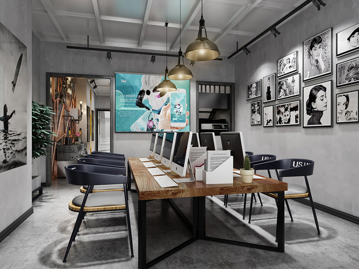 小型工業風辦公室辦公區裝修設計效果圖