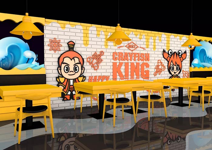 小龍蝦主題餐廳裝修設計效果圖