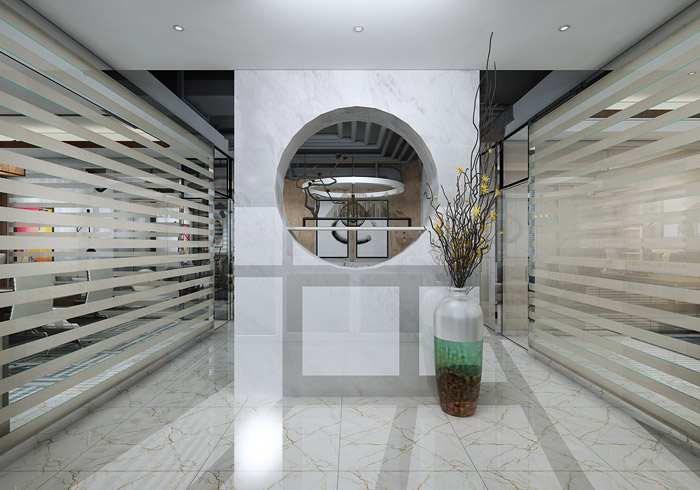 新中式辦公室進門區裝修設計