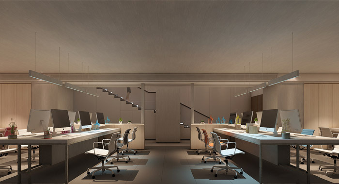 新中式辦公室辦公區設計裝修效果圖