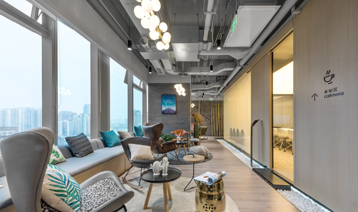 干凈清爽辦公室接待區裝修設計效果圖