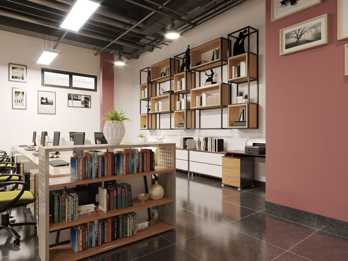 正方形辦公室儲藏區裝修設計效果圖