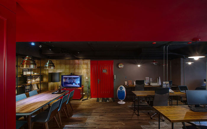 復古辦公室進門區設計效果圖