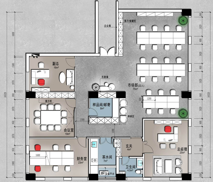 杭州進出口公司辦公室設計平面圖