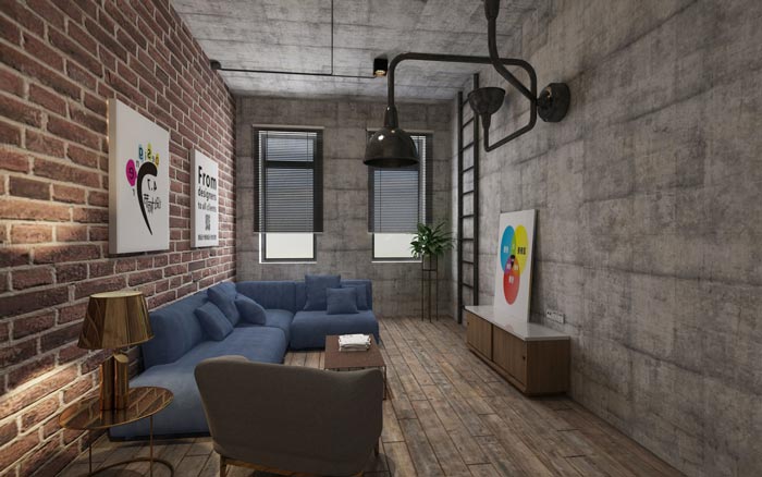工業風辦公室洽談室設計效果圖